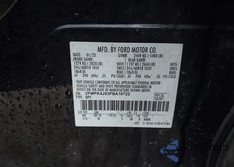 2023 Ford Edge Sel from USA, damaged, VIN 2FMPK4J93PBA18722